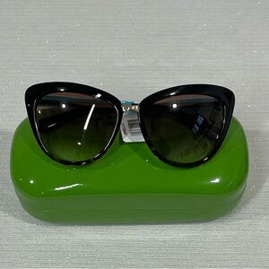 Nwt - New In Box Kate Spade NY Chic Cat Eye Sunglasses With Green Hard Case